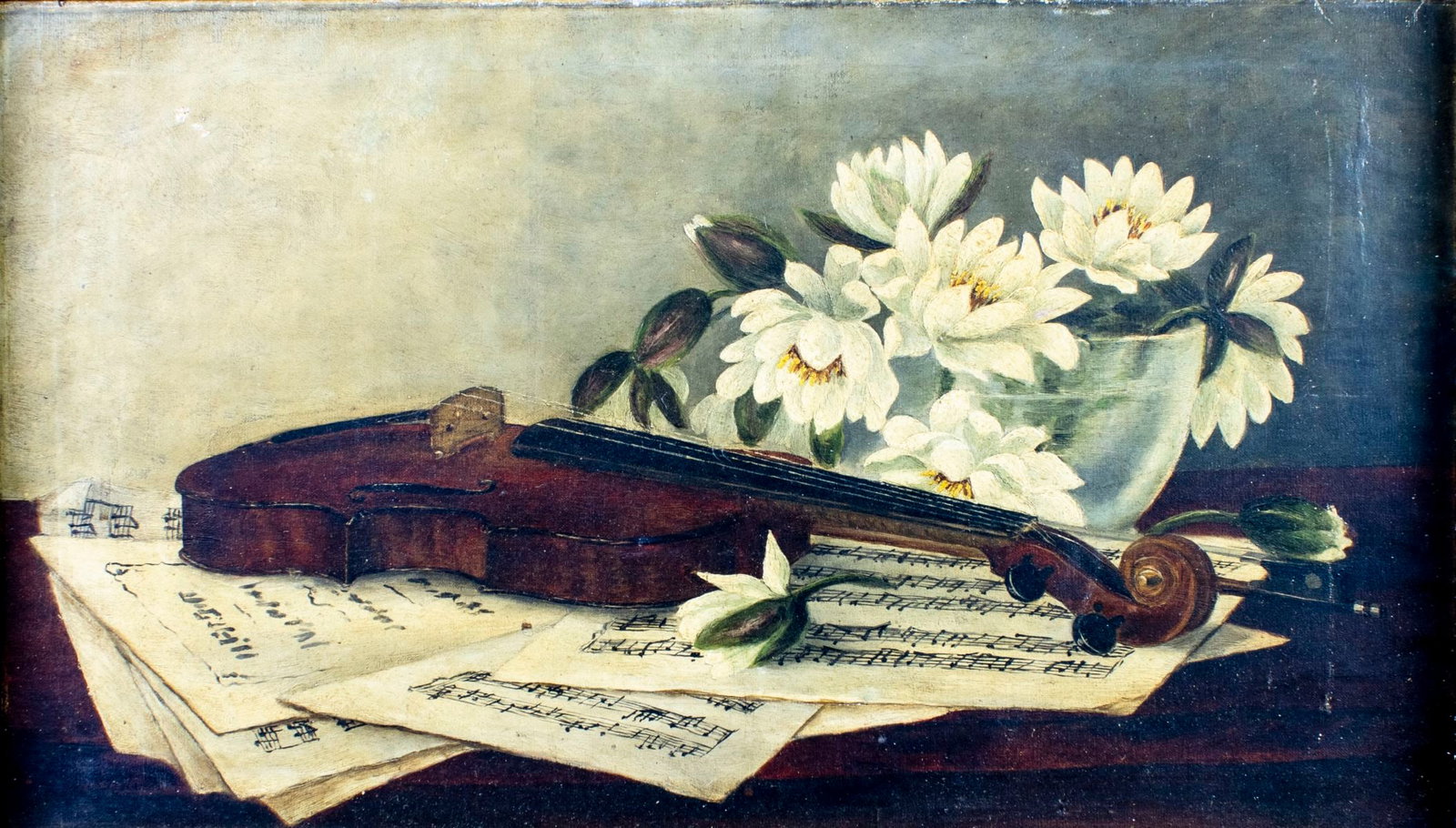 Antique 19C American oil painting signed (1 of 12)