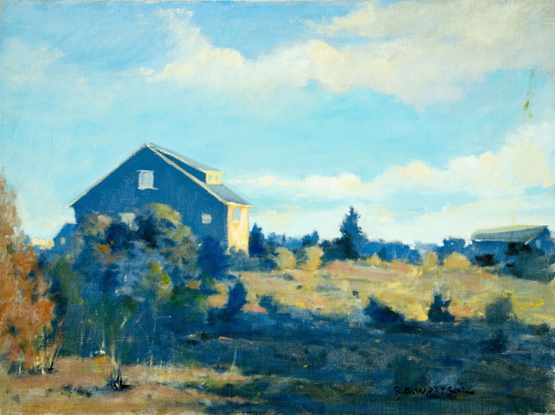 Robert Waltsak (NJ,b 1944) oil painting: ARTIST: Robert Alan Waltsak (New Jersey, born 1944) TITLE: Autumn Country Landscape MEDIUM: oil on canvas CONDITION: Few minor scratches/paint losses. Few brown spots. No vi