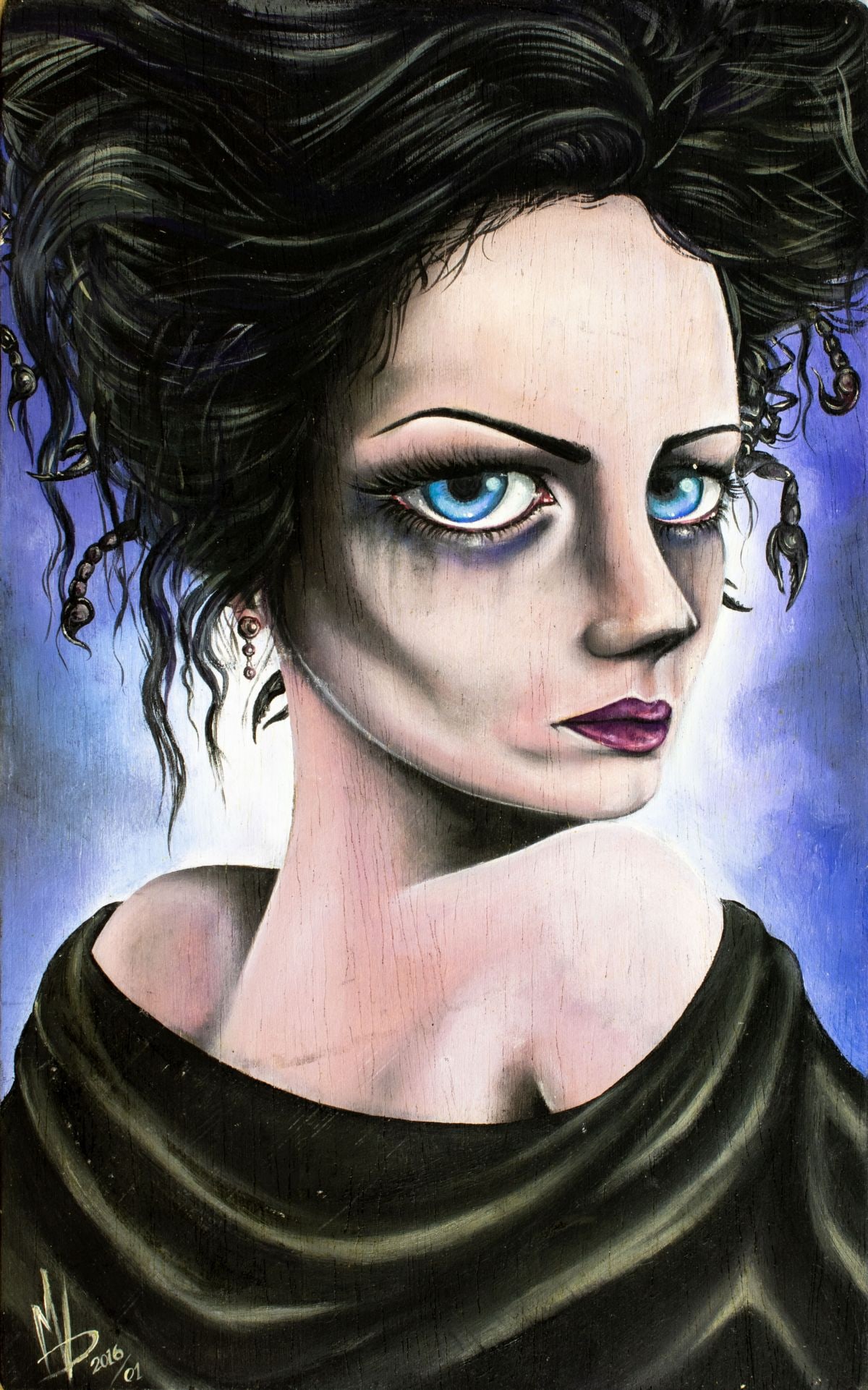 Hansel da Cunha Veg (US,20/21C) acrylic painting: ARTIST: Hansel da Cunha Veg (American, 20/21 centuries) TITLE: Alone (titled on verso) YEAR: 2016 MEDIUM: acrylic on board CONDITION: Some vertical surfa