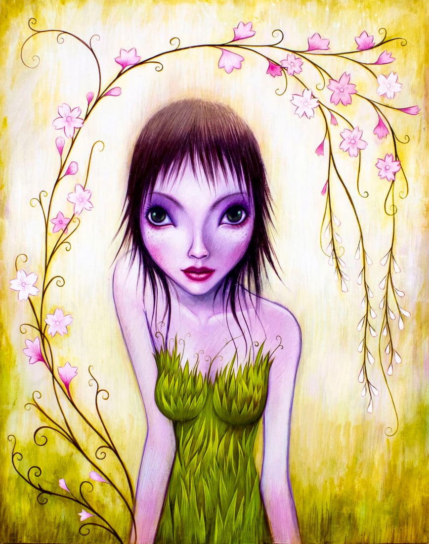 Jeremiah Ketner (OH,IL,b 1974) acrylic painting: ARTIST: Jeremiah Ketner (Ohio, Illinois, born 1974) TITLE: The Wait YEAR: 2011 MEDIUM: acrylic on board CONDITION: Very good. No visible inpaint under UV