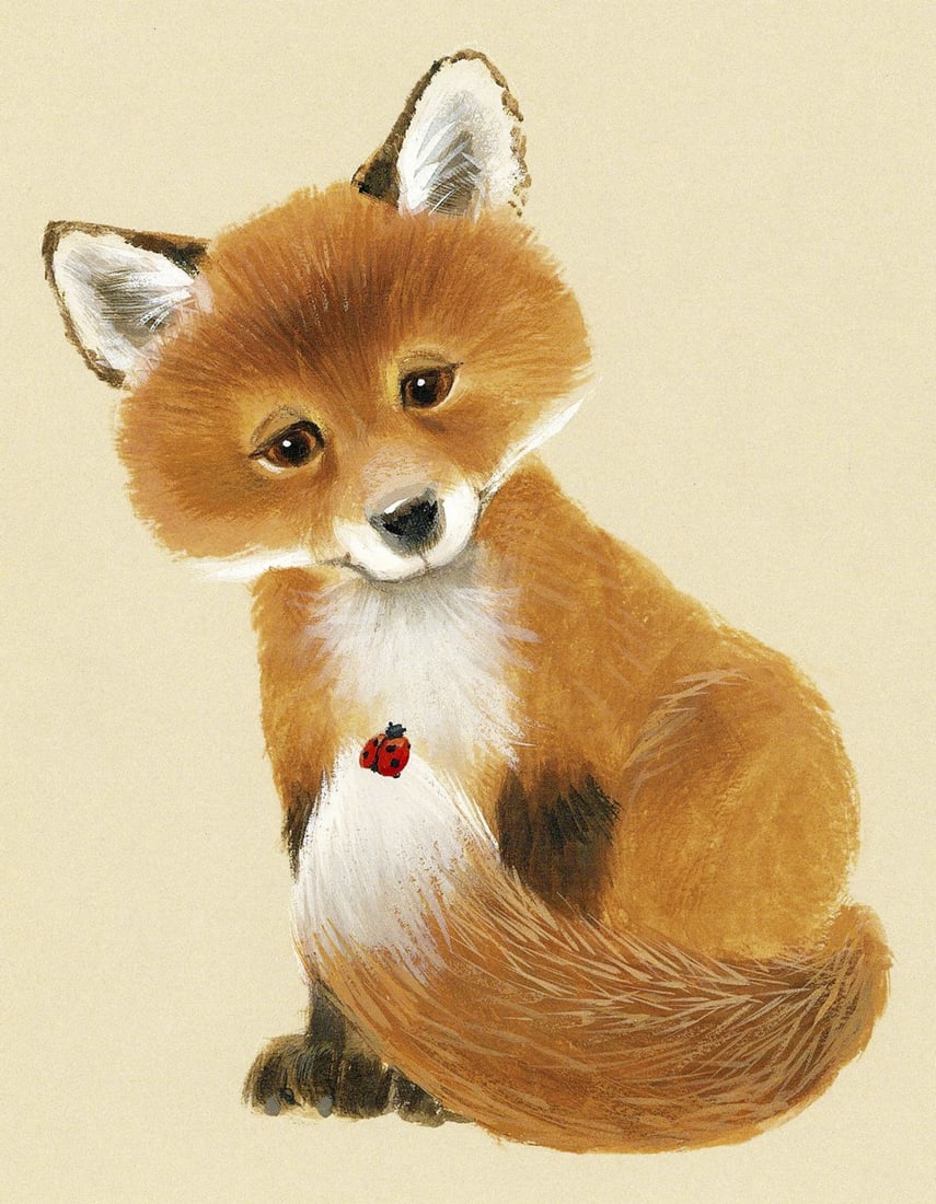 Deborah Bell Jarratt (PA,20/21C) gouache painting: ARTIST: Deborah Bell Jarratt (Pennsylvania, 20/21 centuries) TITLE: Fox YEAR: 1980s MEDIUM: gouache on board CONDITION: Very good. ART SIZE:</
