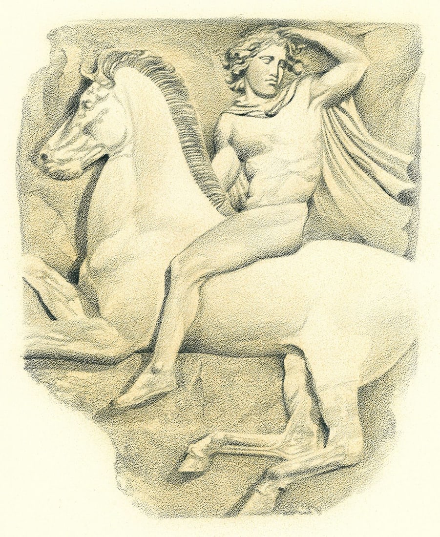 Dennis Luzak (IL,1939-?) graphite painting: ARTIST: Dennis Luzak (Illinois, 1939 - ???) TITLE: Illustration for Aristotle's The Politics book YEAR: 1980s MEDIUM: graphite on board CONDITION: Some