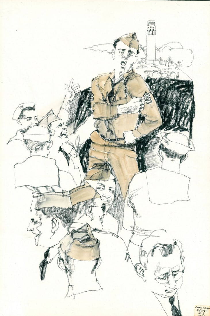 Howard Rogers (AZ,CA,1932-2022) graphite painting: ARTIST: Howard Rogers (Arizona, California, 1932 - 2022) TITLE: Illustration - Whistle 2 YEAR: 1978 MEDIUM: graphite on board CONDITION: Overall good.