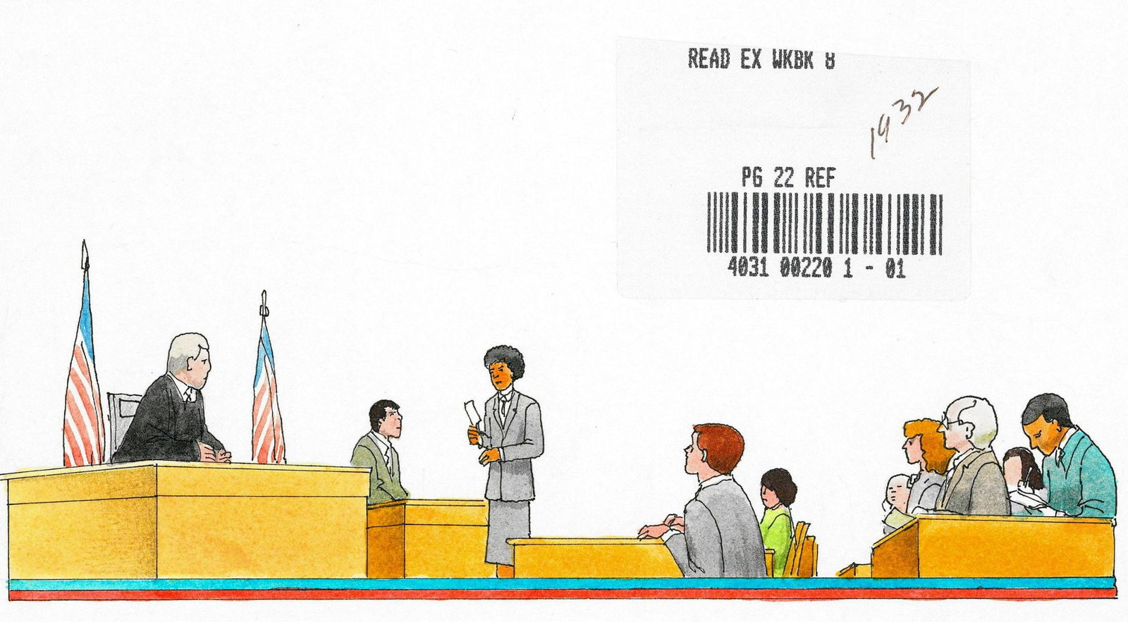 Alex Bloch (US,20C) watercolor painting: ARTIST: Alex Bloch (American, 20 century) TITLE: Illustration - Court Scene MEDIUM: watercolor on heavy paper CONDITION: Minor damages to corners. Some foxing (just few spot