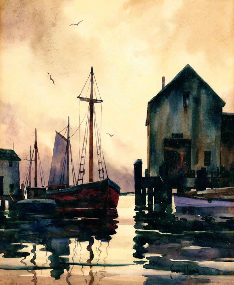 John Cuthbert Hare (MA,FL,1908-1978) watercolor painting (1 of 12)