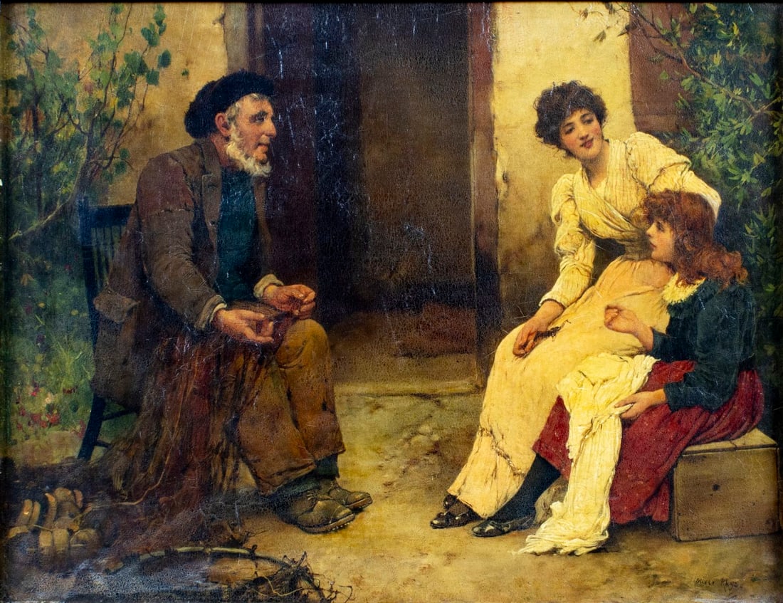 Oliver Rhys (UK,1854-1907) oil painting antique (1 of 13)
