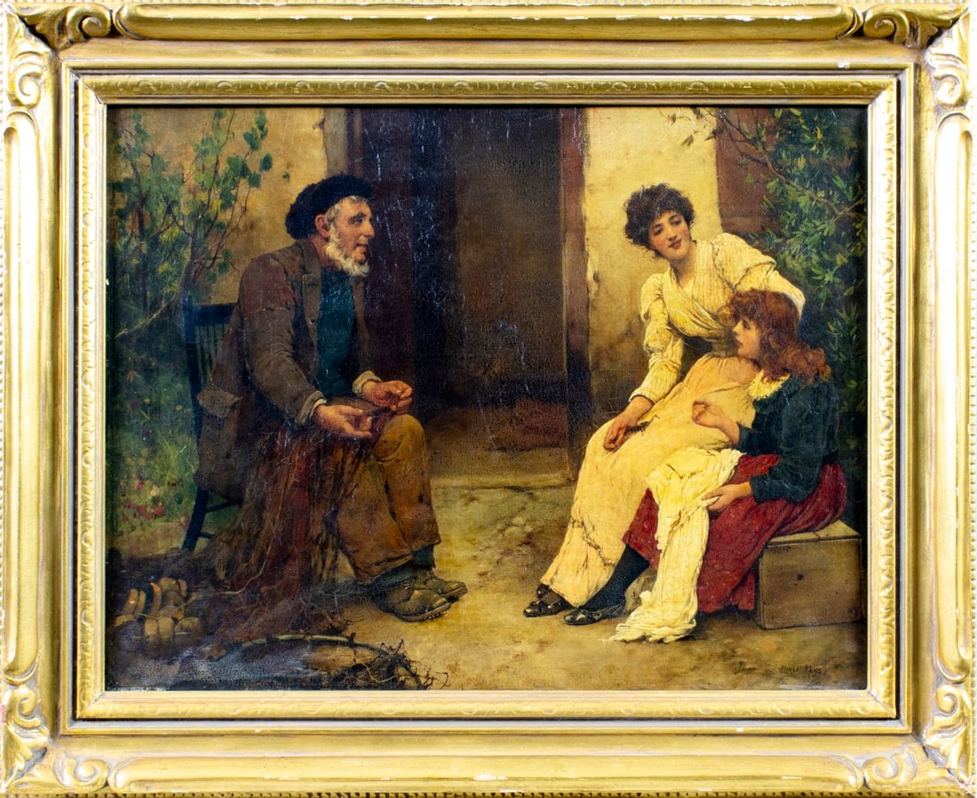 Oliver Rhys (UK,1854-1907) oil painting antique - 3