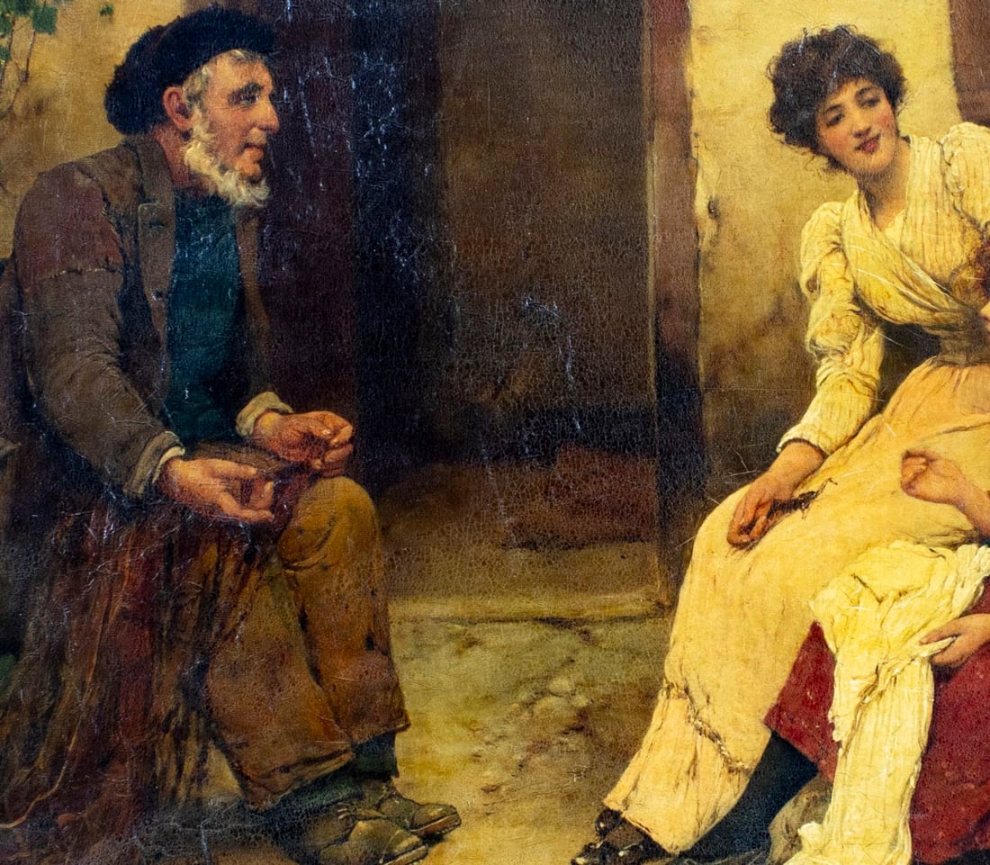 Oliver Rhys (UK,1854-1907) oil painting antique - 5
