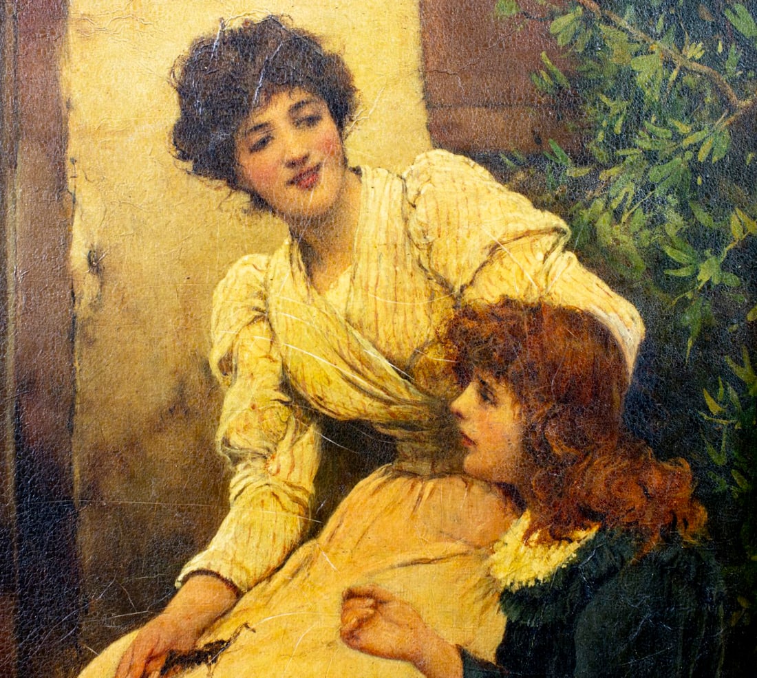 Oliver Rhys (UK,1854-1907) oil painting antique - 8