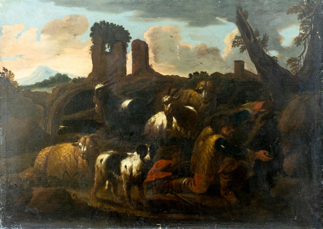 Antique 19C European oil painting (1 of 11)