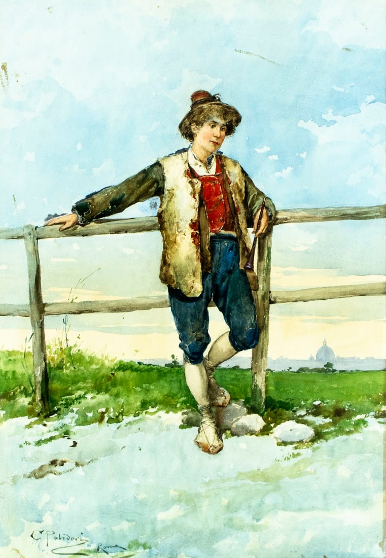 Gian Carlo Polidori (Italy,1895-1962) watercolor painting antique (1 of 13)