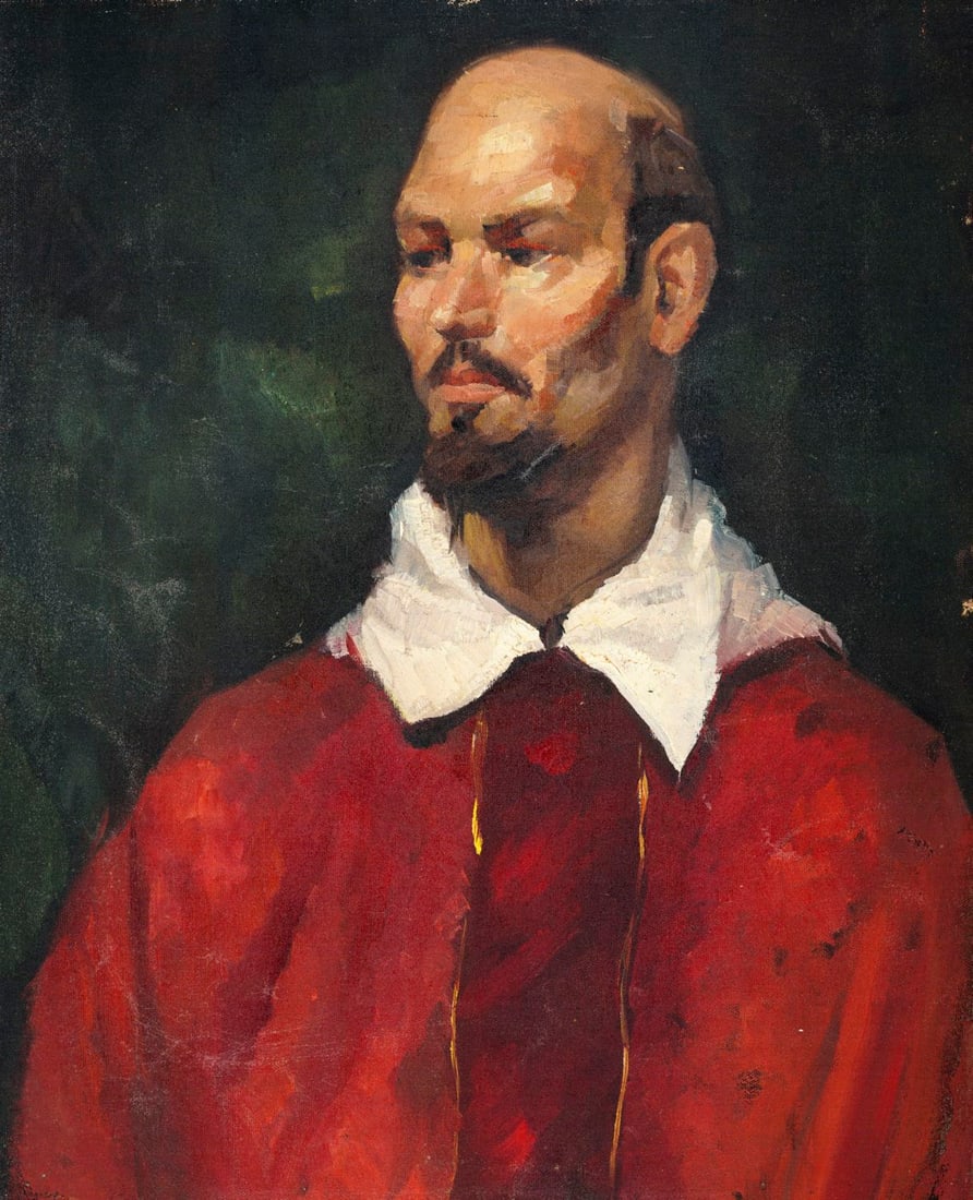 Charles Yeiser (NY,1925-2005) oil painting: ARTIST: Charles Yeiser (New York, 1925 - 2005) TITLE: Portrait of Man MEDIUM: oil on canvas CONDITION: Unstretched (In-House stretching available) (In-House stretching ava