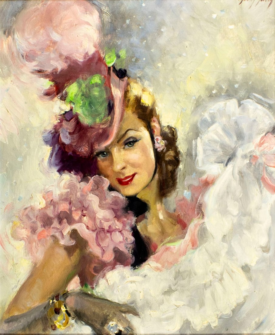 Charley Garry (France,1891-1973) oil painting: ARTIST: Charley Garry (French, 1891 - 1973) TITLE: La Danseuse MEDIUM: oil on canvas CONDITION: Missing a few flakes of paint. Some craquelure. No visible inpaint under UV