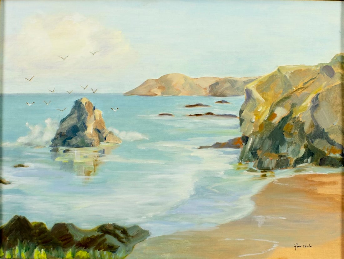Lois Pauls (US,20C) oil painting: ARTIST: Lois Pauls (American, 20 century) TITLE: Natural Beauty (titled on verso) YEAR: 1975 MEDIUM: oil on canvas board CONDITION: Overall good. No visi