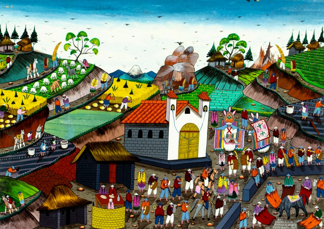 Francisco Toaquiza (Ecuador,20C) acrylic painting (1 of 12)