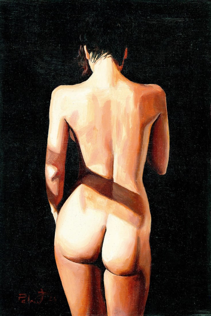 Zoriana Petriv (Ukraine,b 1994) oil painting: ARTIST: Zoriana Petriv (Ukrainian, born 1994) TITLE: Nude - Girl in the Light (titled on verso) MEDIUM: oil on canvas CONDITION: Unstretched (In-House stretching available).