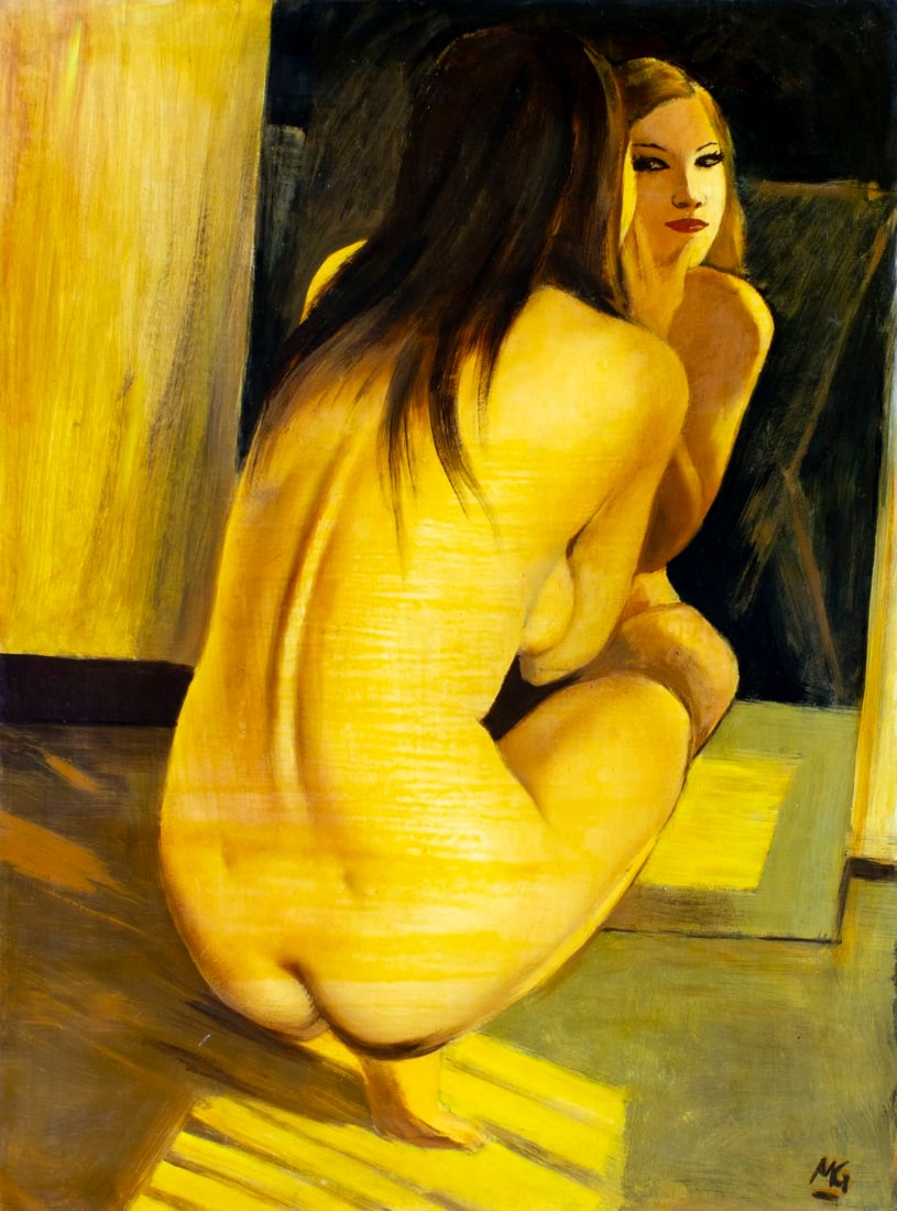 Marc Olivier Gregoire (France,1897-1991) oil painting: ARTIST: Marc Olivier Gregoire (French, 1897 - 1991) TITLE: Nude MEDIUM: oil on board CONDITION: Few minor scratches/paint losses. No visible inpaint. ART SIZE: