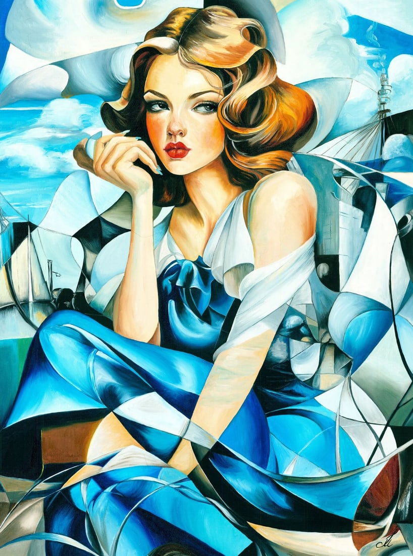 Inna Melnichuk (Ukraine,b 1978) oil painting: ARTIST: Inna Melnichuk (Ukraine, born 1978) TITLE: Woman MEDIUM: oil on canvas CONDITION: Unstretched (In-House stretching available). Very good. No visible inpaint under UV