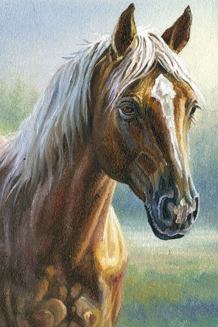 Vladimir Babenko (Ukraine,b 1968) oil painting antique: ARTIST: Vladimir Ivanovich Babenko (Ukraine, born 1968) TITLE: Chestnut Horse MEDIUM: oil on board CONDITION: Very good. No visible inpaint under UV light. ART SI