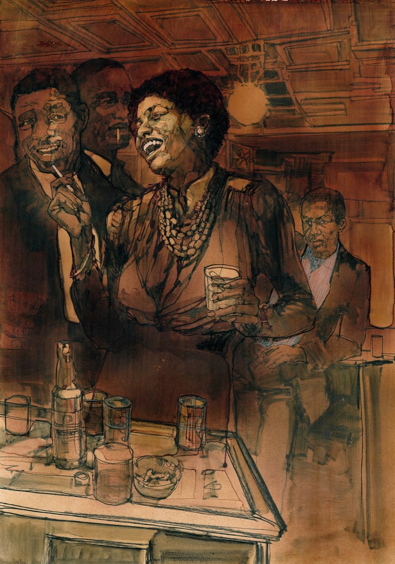 Jim Sharpe (TX,1936-2005) gouache painting (1 of 14)