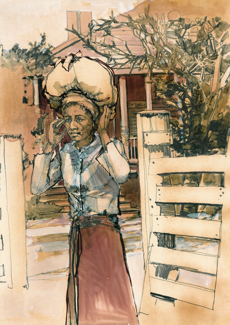 Jim Sharpe (TX,1936-2005) gouache painting (1 of 14)