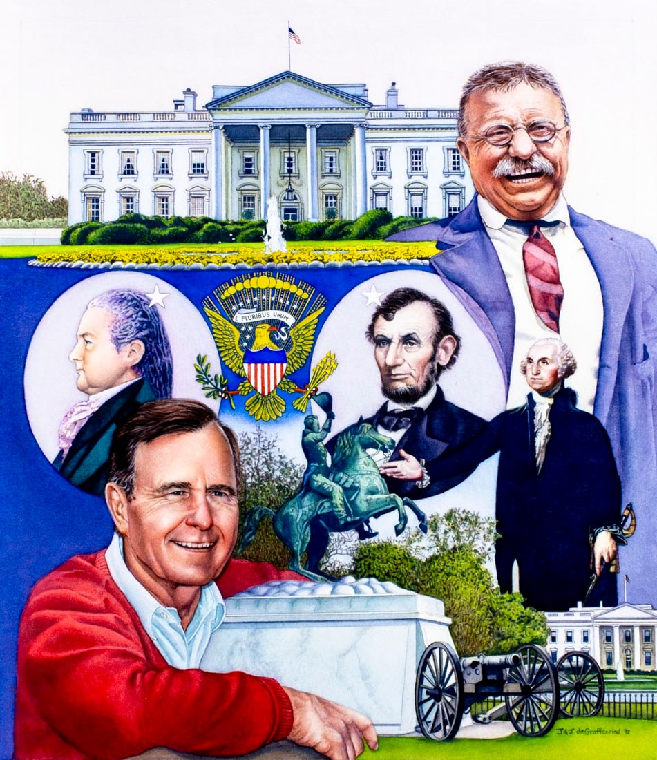 Judith de Graffenried (CT,20/21C) watercolor painting: ARTIST: Judith Randall de Graffenried (Connecticut, 20/21 centuries) TITLE: White House Bicentennial (titled on verso) YEAR: 1992 MEDIUM: watercolor on heavy paper