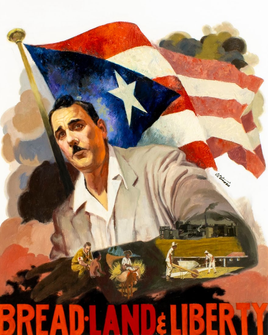 Shannon Stirnweis (AZ,NY,NH,OR,1931-2019) oil painting: ARTIST: Shannon Stirnweis (Arizona, New York, New Hampshire, Oregon, 1931 - 2019) TITLE: Luis Munoz Marin (titled on verso) YEAR: 1990 MEDIUM: oil on board COND