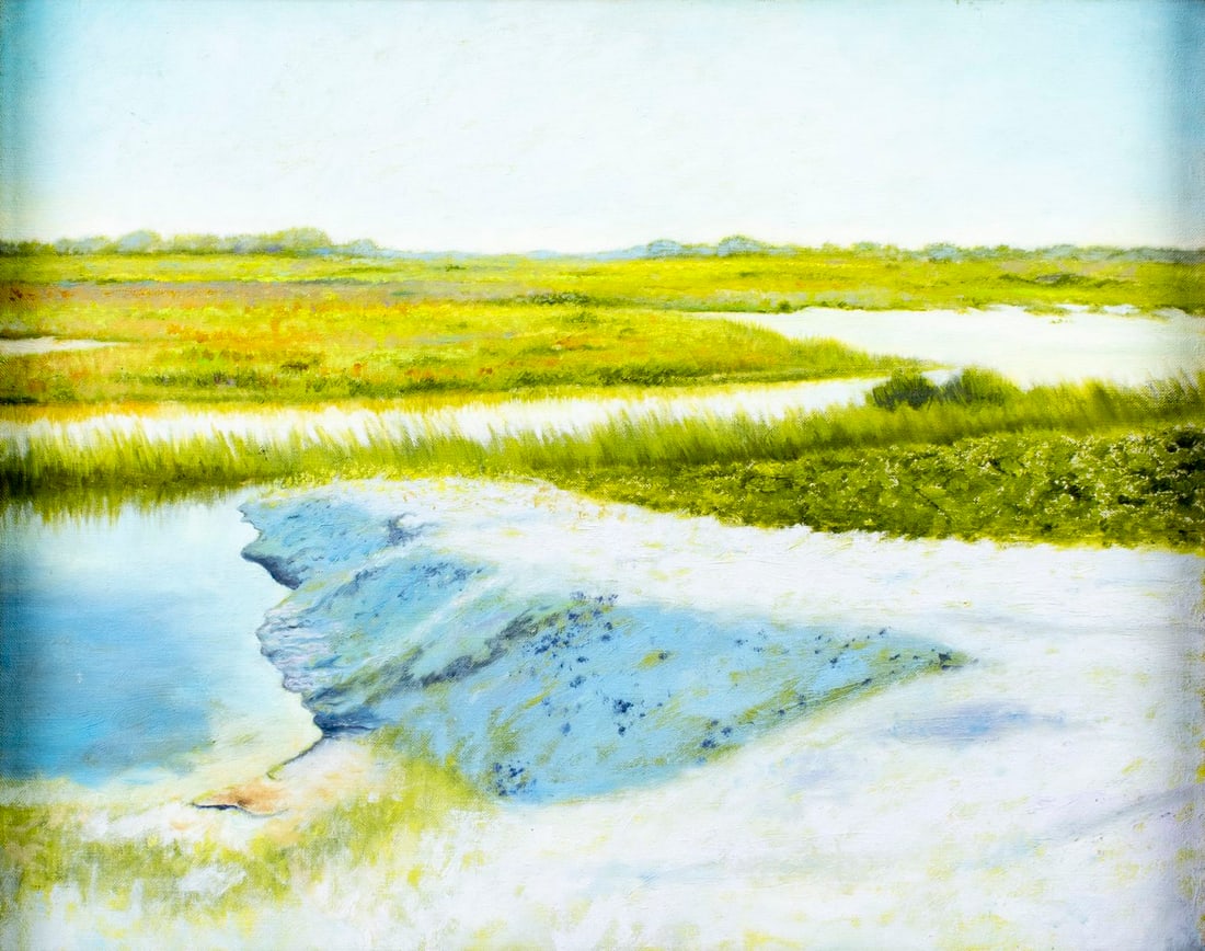 Michael D Hodowal (FL,b 1959) oil painting: ARTIST: Michael D Hodowal (Florida, born 1959) TITLE: River Landscape MEDIUM: oil on canvas CONDITION: Overall good. No visible inpaint under UV light. Wear to frame.