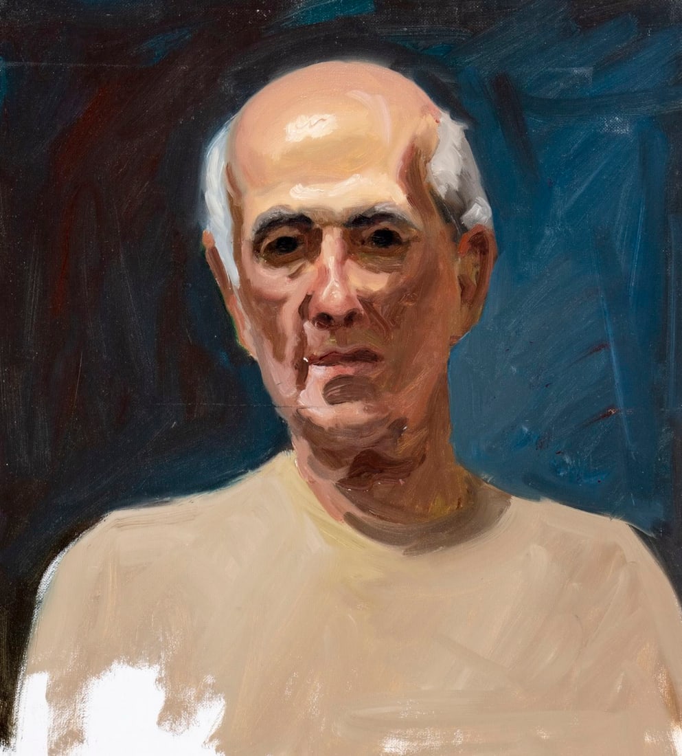 George Holloway (NJ,20C) oil painting: ARTIST: George R Holloway (New Jersey, 20 century) TITLE: Portrait of Man MEDIUM: oil on canvas board CONDITION: Some scratches/paint losses. No visible inpaint under UV lig