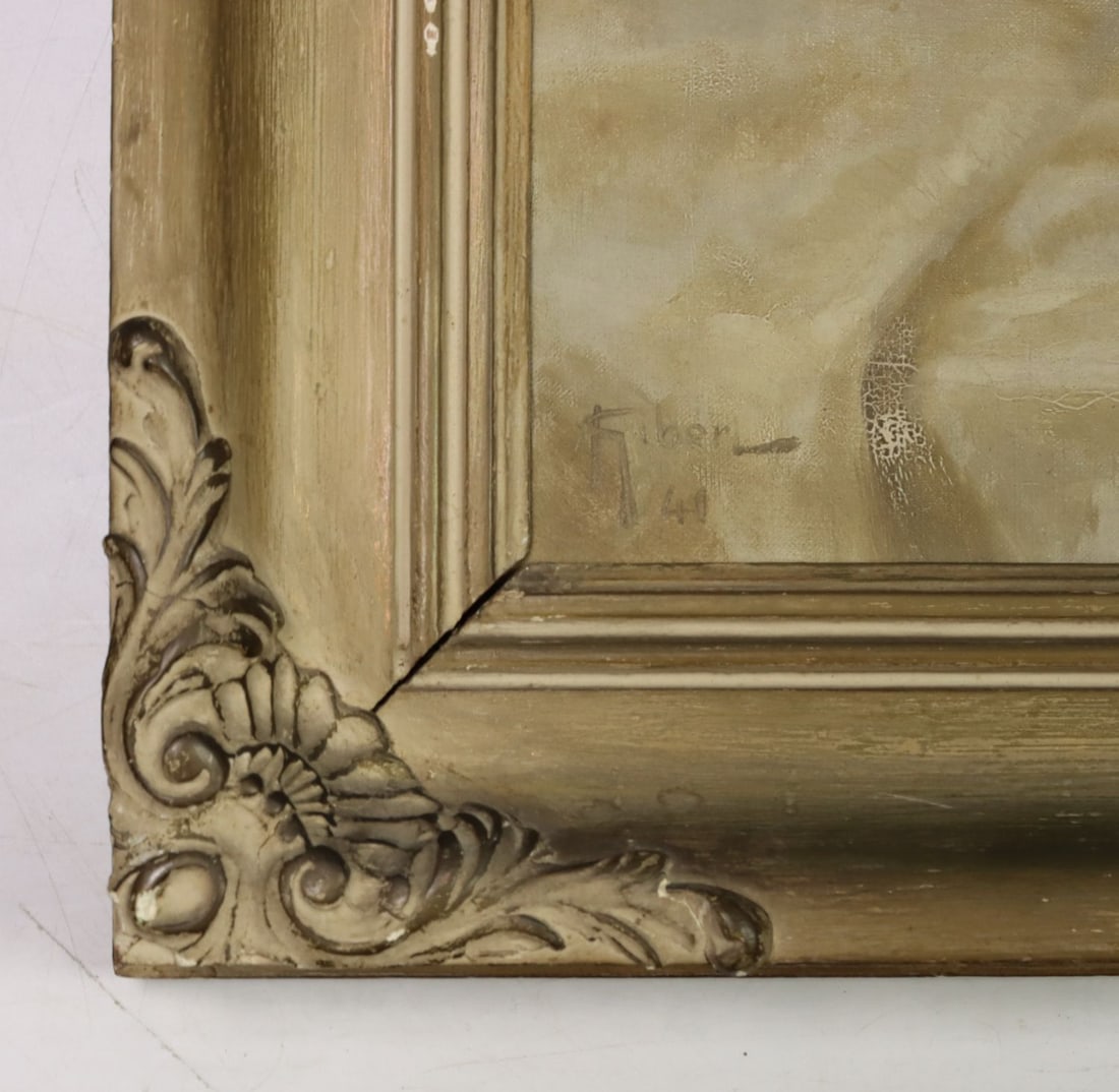 Gibert (US,mid 20C) oil painting antique - 10