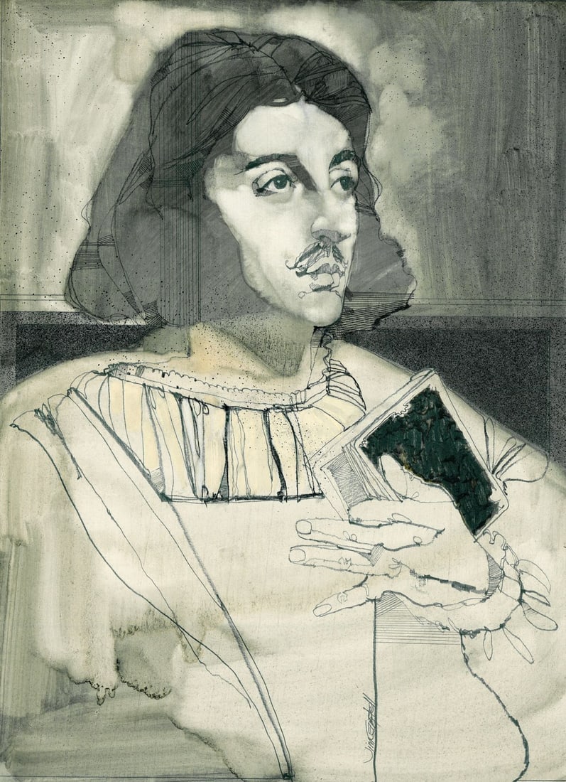 James Richard Campbell (CT,AL,1942-2022) mixed media painting (1 of 14)
