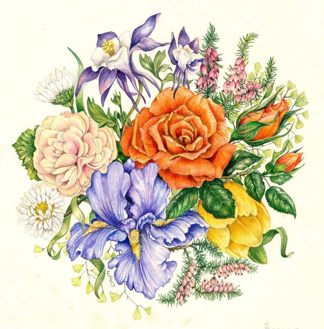 Elisabeth Riemer-Gerhardt (Dutch,1930-2003) watercolor painting (1 of 14)
