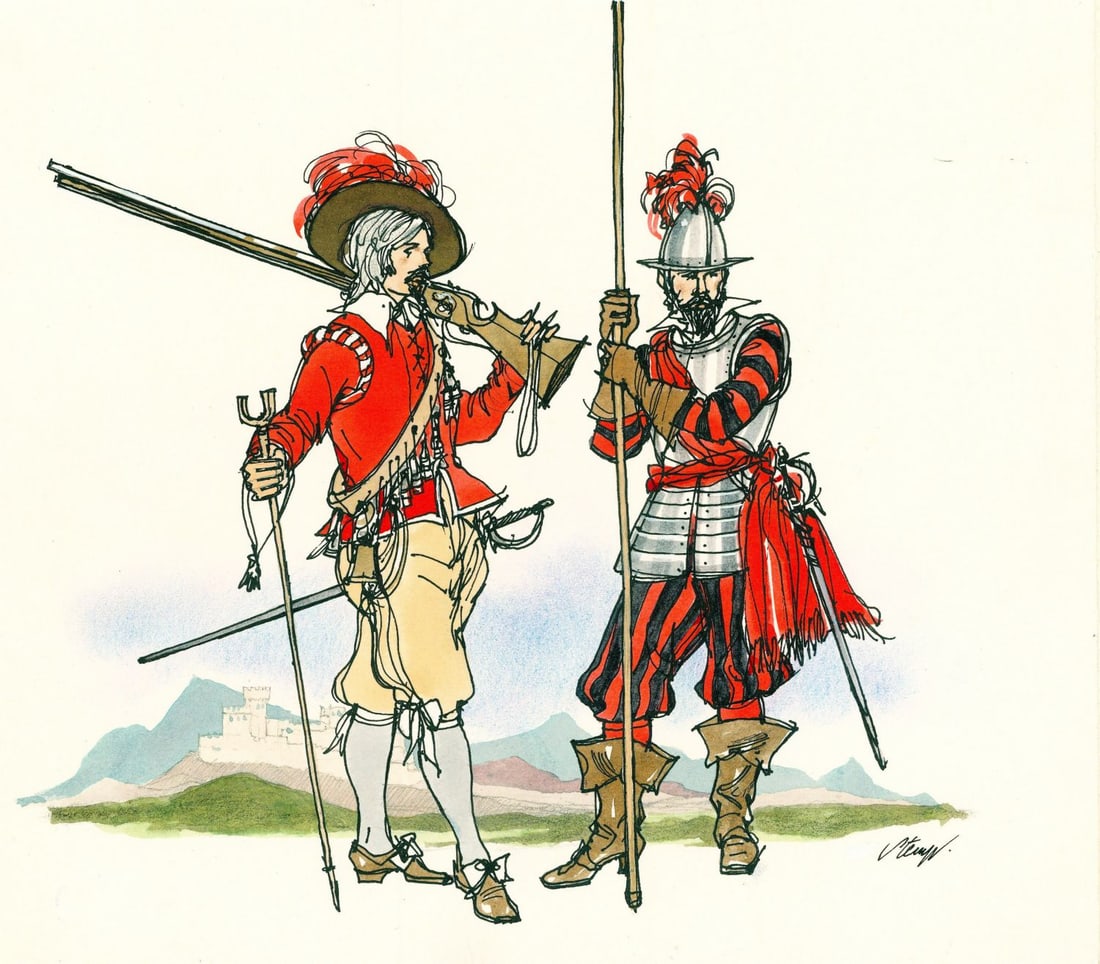 Eric Stemp (UK,1924-?) watercolor painting: ARTIST: Eric Stemp (United Kingdom, 1924 - ???) TITLE: Soldiers - The Royal Scots Regiment (titled on verso) YEAR: 1983 MEDIUM: watercolor on paper. Paper applied to board.<