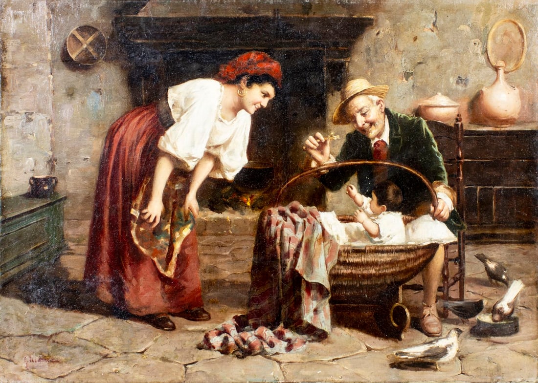 ATTR Giuseppe Magni (Italy,1869-1956) oil painting antique (1 of 12)