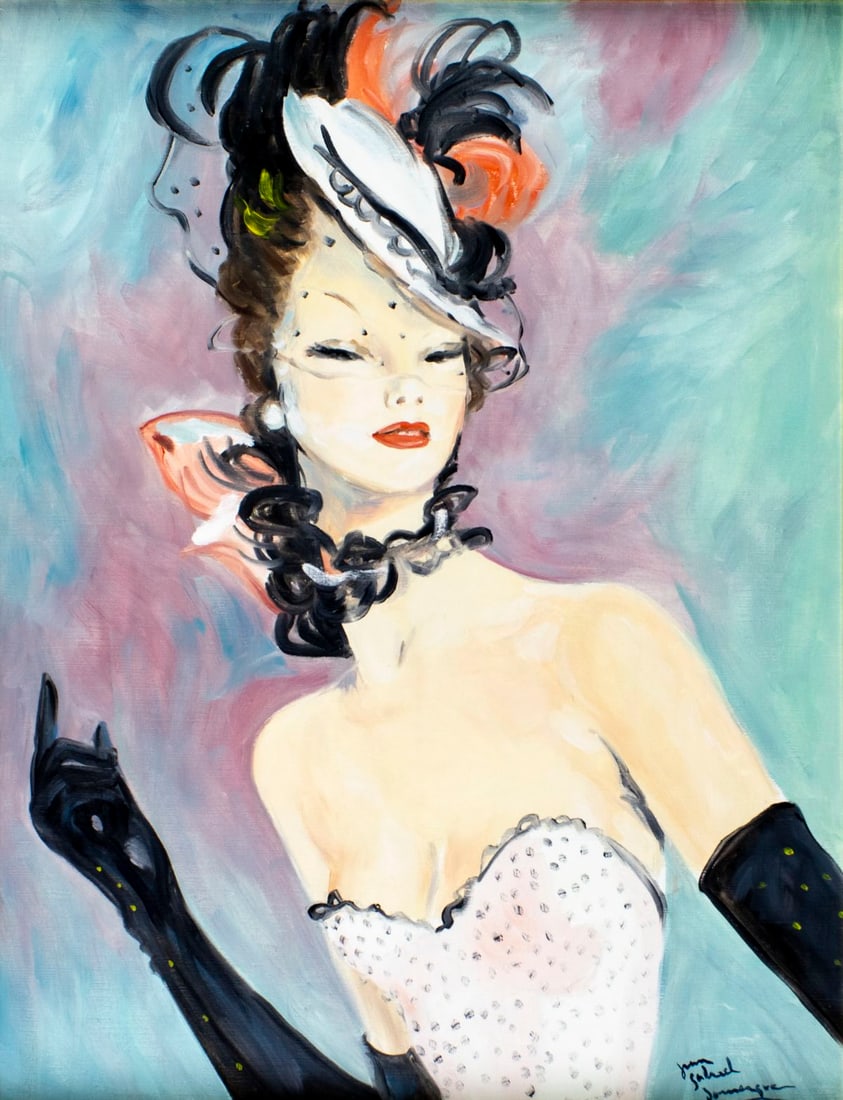 AFTER Jean Gabriel Domergue (France,1889-1962) oil painting (1 of 13)