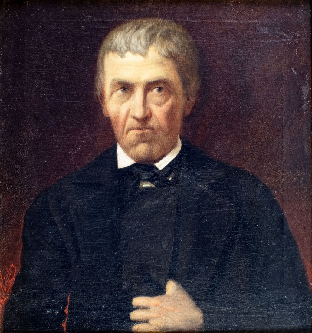 Kogler (US,19C) oil painting antique: ARTIST: Kogler (American, 19 century) TITLE: Portrait of Man YEAR: 1863 MEDIUM: oil on canvas CONDITION: Relined. Few minor paint losses. Minor craquelur