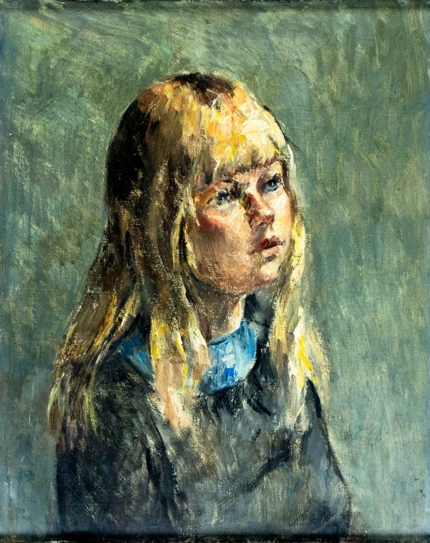 Blanche Rothschild (NY,1893-1988) oil painting: ARTIST: Blanche Rothschild (New York, 1893 - 1988) TITLE: Portrait of Girl MEDIUM: oil on canvas CONDITION: Few minor paint losses. No visible inpaint under UV light. Mino