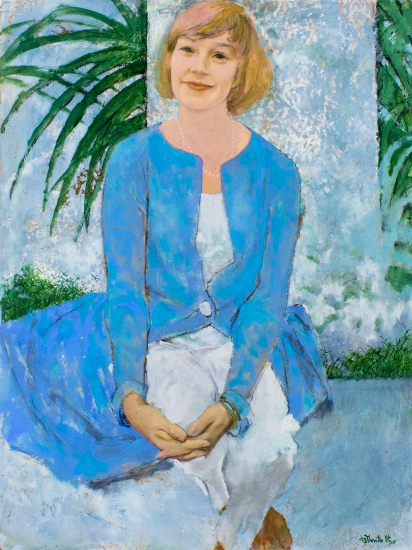 Thornton Utz (FL,TN,1914-1999) oil painting: ARTIST: Thornton Utz (Florida, Tennessee, 1914 - 1999) TITLE: Portrait of Woman MEDIUM: oil on board CONDITION: Few minor scratches/paint losses. No visible inpaint under