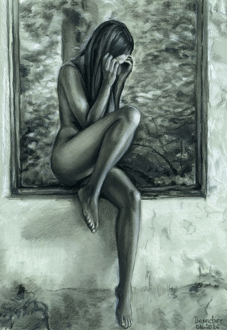 Oleksandr Demichev (Ukraine,20/21C) pastel painting: ARTIST: Oleksandr Demichev (Ukraine, 20/21 centuries) TITLE: Nude MEDIUM: pastel on heavy paper CONDITION: Very good. ART SIZE: 17 x 12 inches / 43 x 30