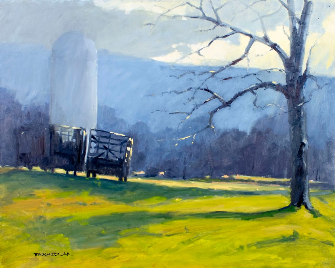 Robert Waltsak (NJ,b 1944) oil painting: ARTIST: Robert Alan Waltsak (New Jersey, born 1944) TITLE: Country Landscape MEDIUM: oil on board CONDITION: Few minor scratches/paint losses. No visible inpaint under UV li