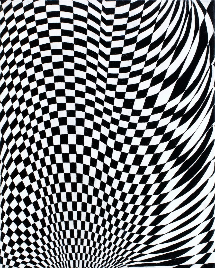 Fazio (20C) oil painting: ARTIST: Fazio (20 century) TITLE: Geometric Abstract Composition MEDIUM: oil on canvas CONDITION: Few minor scratches/paint losses. Minor craquelure. No visible inpaint unde