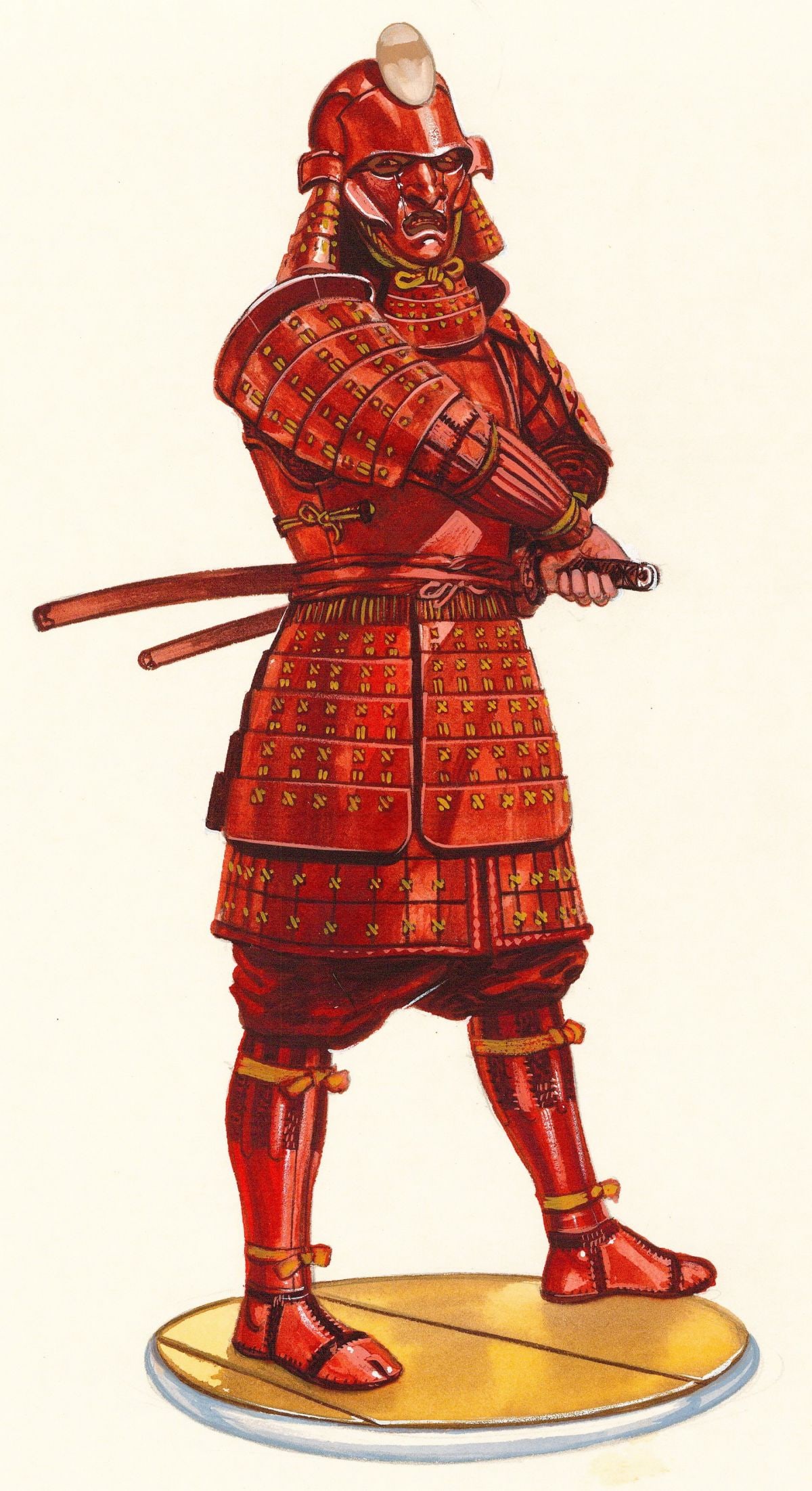 Gerry Embleton (UK,1941-?) watercolor painting: ARTIST: Gerry A Embleton (United Kingdom, 1941 - ???) TITLE: Soldier - Samurai, Bodyguard to the Shogun, Japan (titled on verso) MEDIUM: watercolor on board CONDITION: Som