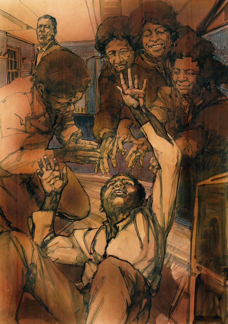Jim Sharpe (TX,1936-2005) gouache painting (1 of 14)