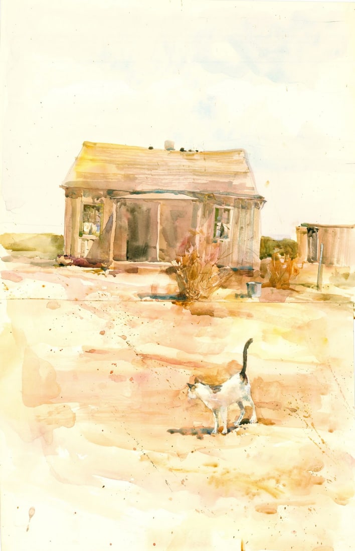 Charles Reid (MA,NY,1937-2019) watercolor painting: ARTIST: Charles Reid (Massachusetts, New York, 1937 - 2019) TITLE: Illustration - The Grapes of Wrath YEAR: 1978 MEDIUM: watercolor on heavy paper CONDITION: