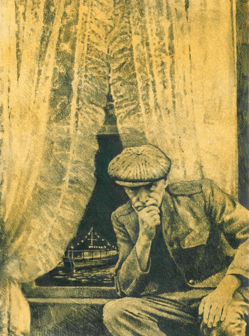 Chet Jezierski (PA,CT,20/21C) graphite painting (1 of 11)