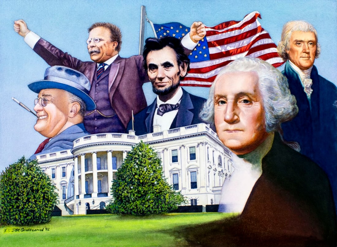 Judith de Graffenried (CT,20/21C) watercolor painting: ARTIST: Judith Randall de Graffenried (Connecticut, 20/21 centuries) TITLE: White House Bicentennial YEAR: 1992 MEDIUM: watercolor on heavy paper CONDITION: