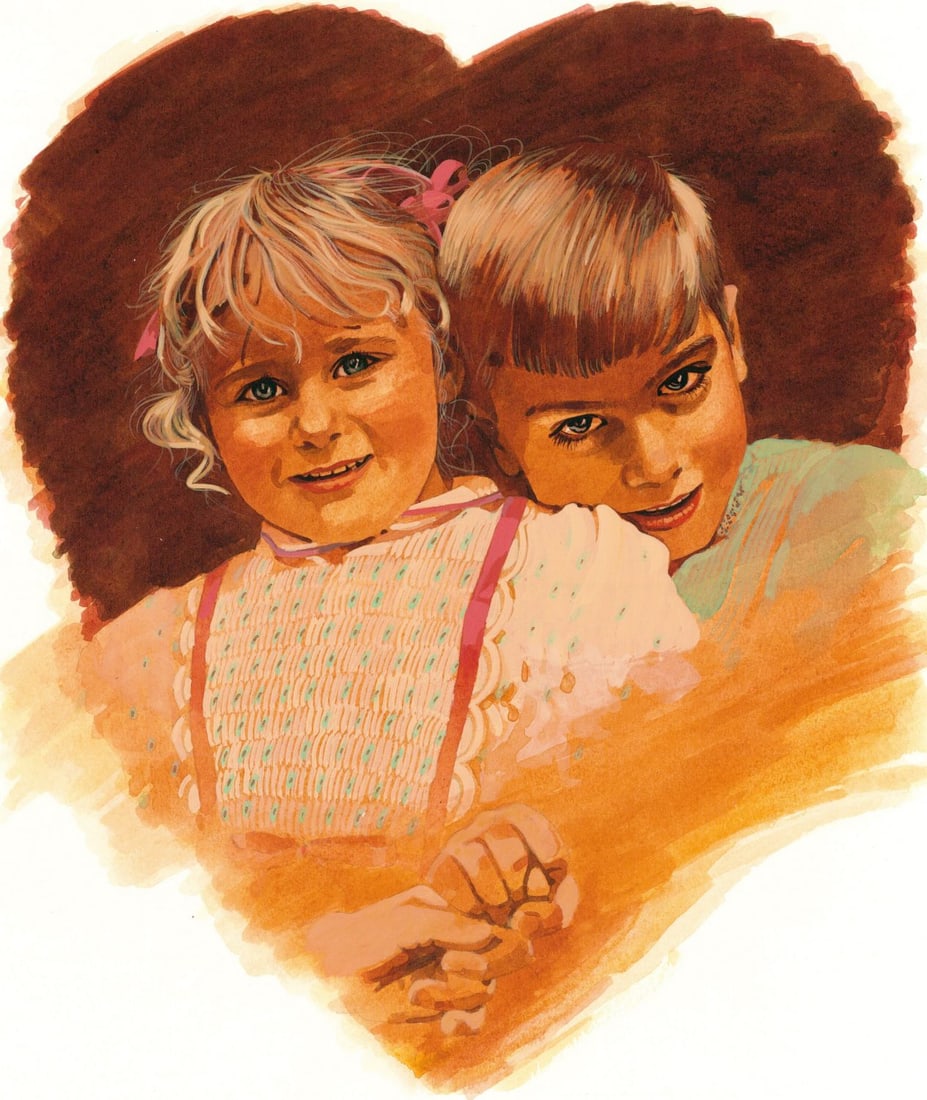 Lois Hatcher (US,1946-?) watercolor painting: ARTIST: Lois Hatcher (American, 1946 - ???) TITLE: Love (titled on verso) YEAR: 1981 MEDIUM: watercolor on board CONDITION: Minor damages to corners. N