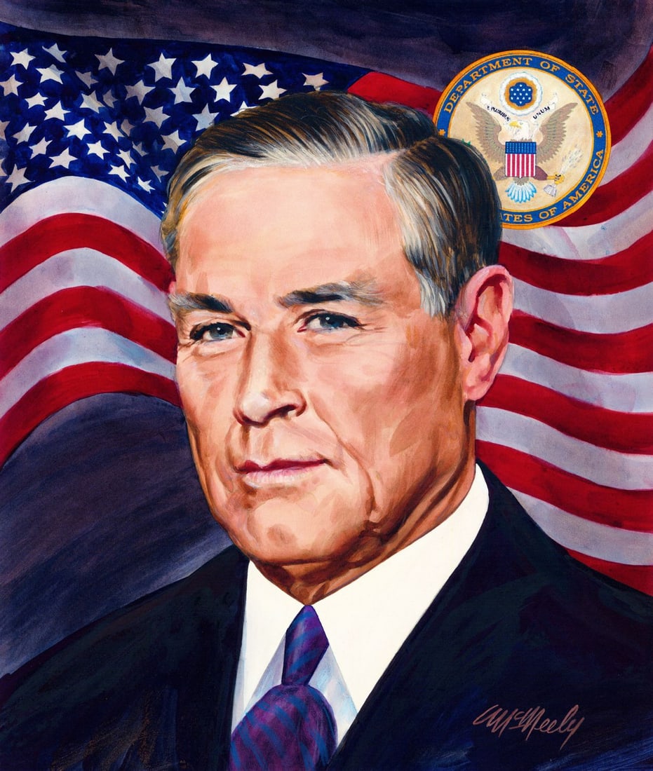 Tom McNeely (Canada,1935-?) watercolor painting: ARTIST: Tom McNeely (Canadian, 1935 - ???) TITLE: Portrait of Charles E Bohlen YEAR: circa 2000 MEDIUM: watercolor on board CONDITION: Minor damages to c