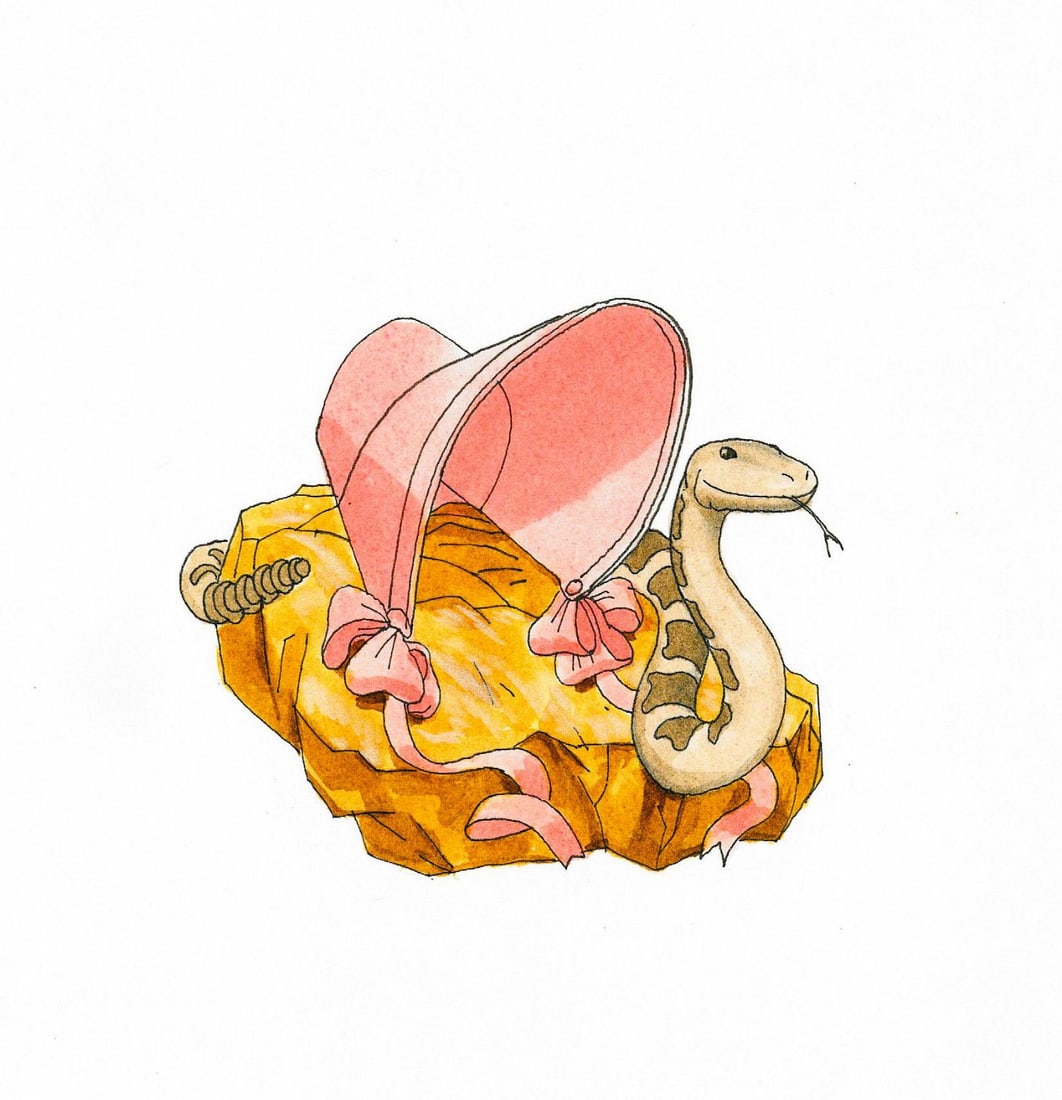 Alex Bloch (US,20C) watercolor painting: ARTIST: Alex Bloch (American, 20 century) TITLE: Illustration - Snake MEDIUM: watercolor on heavy paper CONDITION: Minor damages to the left corners. Some uneven age toning.
