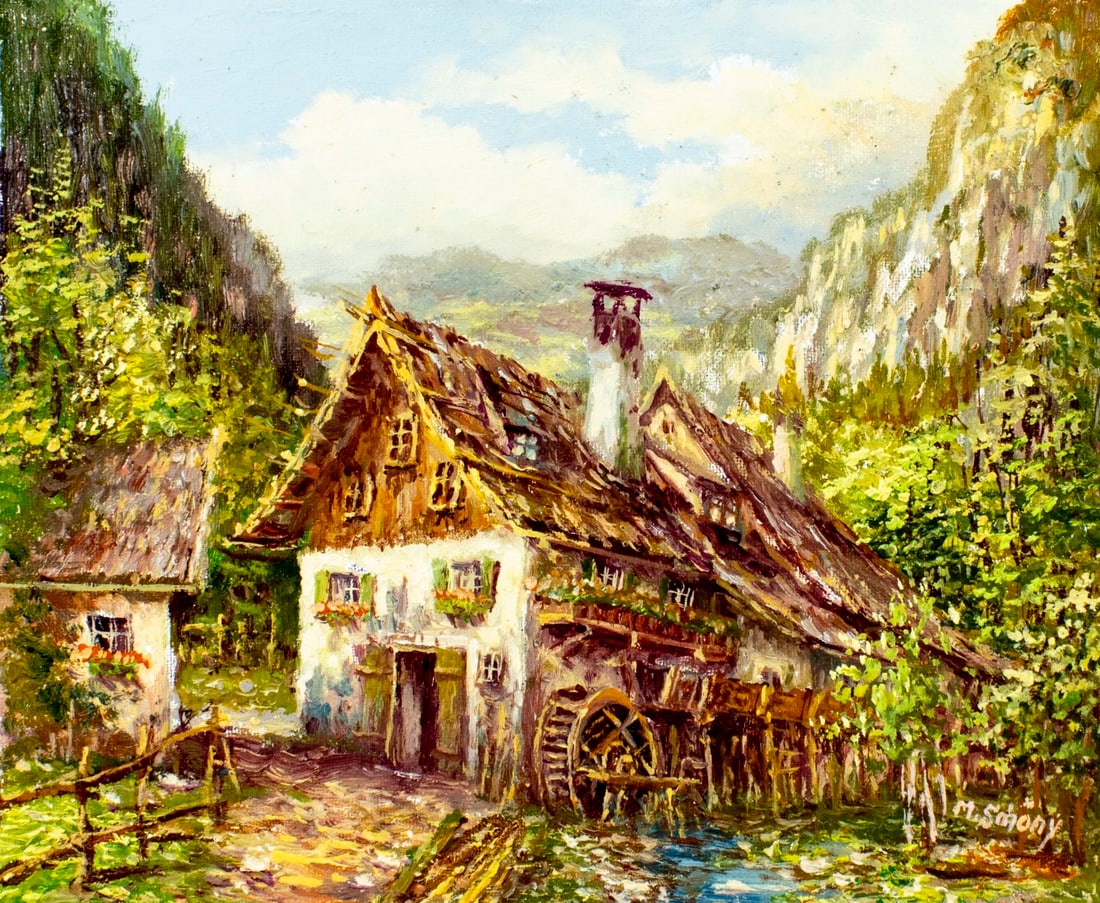 M Schony (German,1913-?) oil painting (1 of 13)
